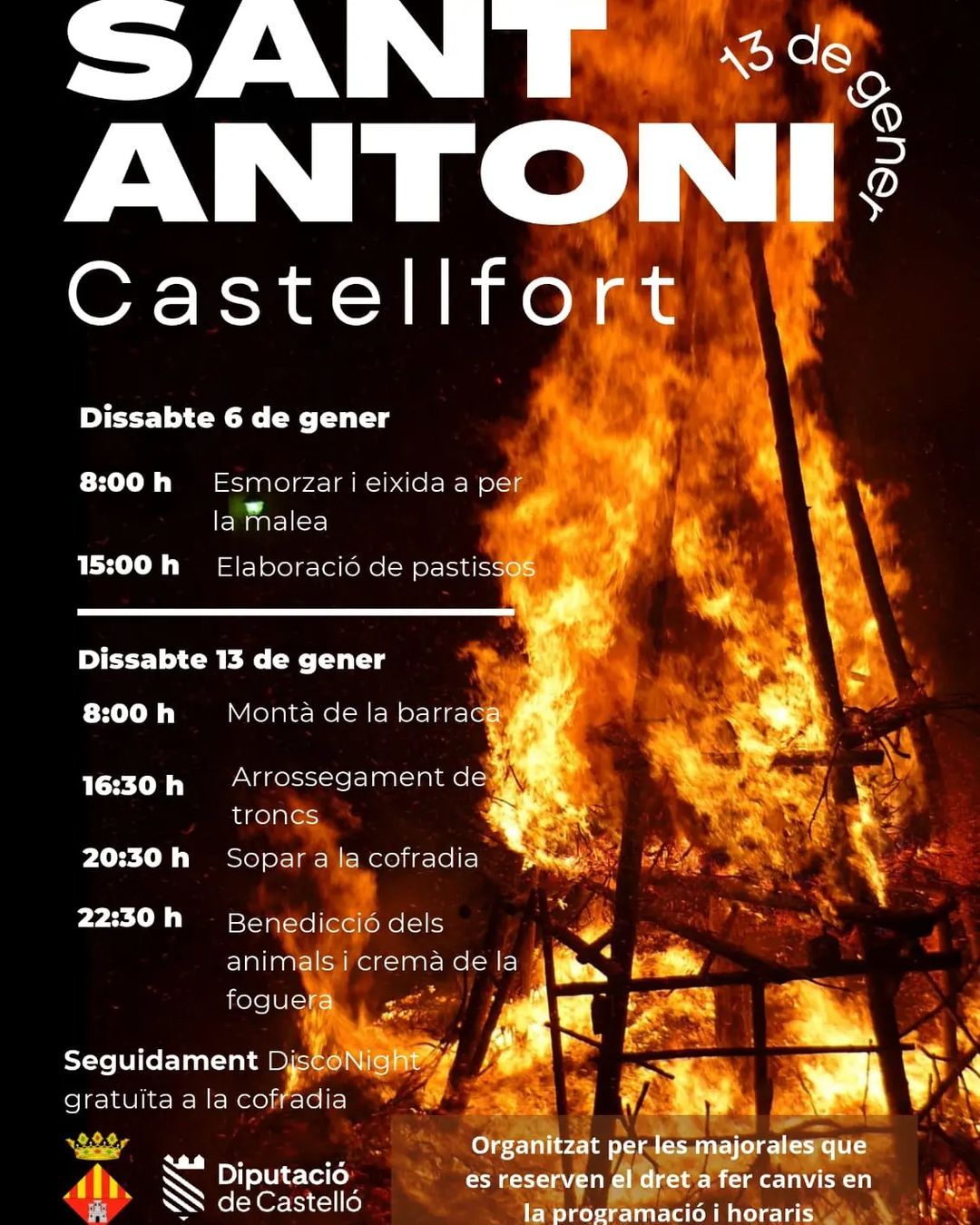 Castellfort se adentra en Sant Antoni con la leña y los pasteles